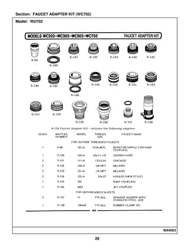 FAUCET ADAPTER KIT (WC702)