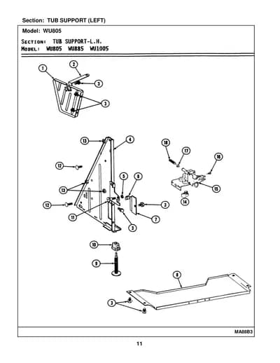 TUB SUPPORT (LEFT)