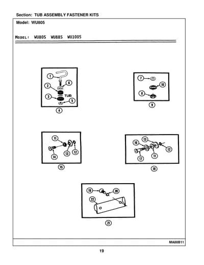 TUB ASSEMBLY FASTENER KITS