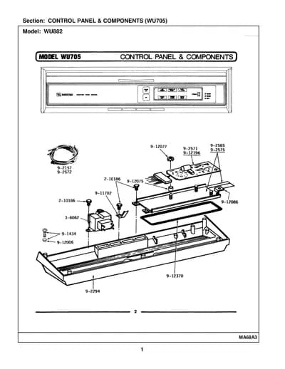 CONTROL PANEL & COMPONENTS (WU705)