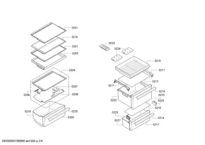shelves trays, Door & Housing (0201-0225)