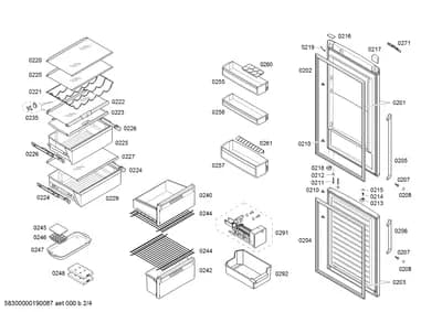 shelves trays, Door & Housing (0201-0292)