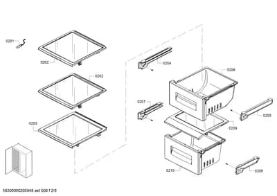 Door & Housing, shelves trays (0201-0210)