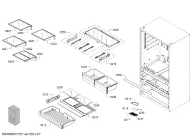 shelves trays, drawers (0201-0250)