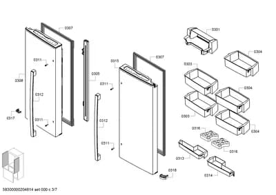 drawers, shelves trays (0301-0318)