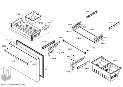 Rails, drawers (0401-0420)