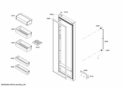 shelves trays, Door & Housing (0301-0314)
