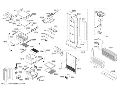 Door & Housing, shelves trays (0501-0583)