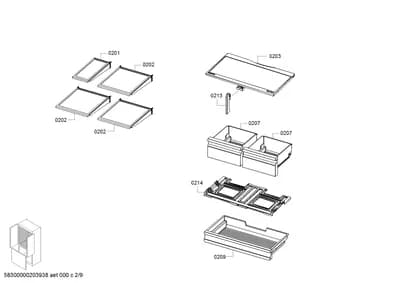 shelves trays, drawers (0201-0250)