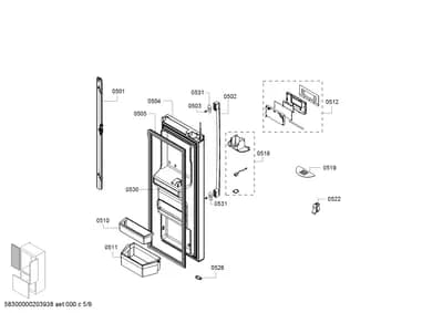 Door & Housing, shelves trays (0501-0531)