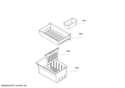 drawers, shelves trays (0801-0804)