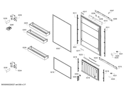 Door & Housing, shelves trays (0201-0260)
