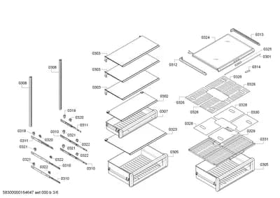 Rails, shelves trays (0301-0331)