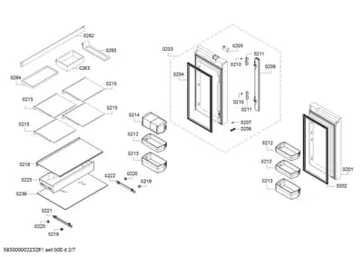 Door & Housing, shelves trays (0201-0266)
