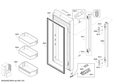 Door & Housing, shelves trays (0601-0612)