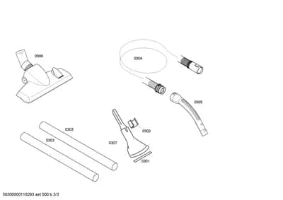 Hoses, handles knobs  (0301-0307)