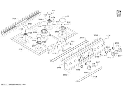 Screws, burnercaps rings (0101-0199)