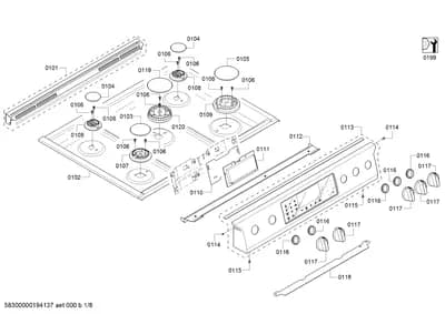 Screws, burnercaps rings (0101-0199)
