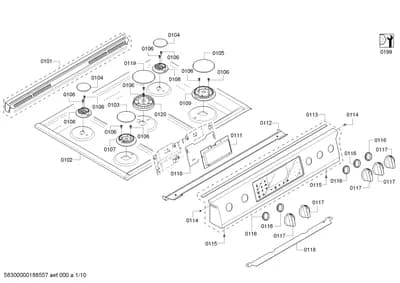 Screws, burnercaps rings (0101-0199)