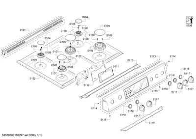 Screws, burnercaps rings (0101-0199)