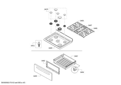 Door & Housing, burnercaps rings (0401-0450)