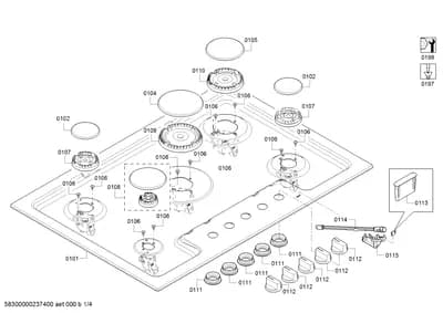 burnercaps rings, hobtops (0101-0199)