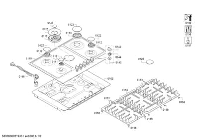Screws, burnercaps rings (0110-0198)