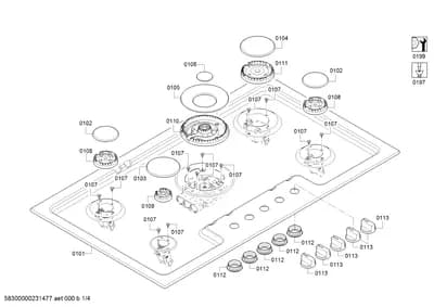 burnercaps rings, hobtops (0101-0199)