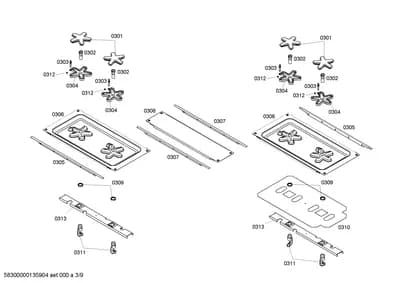 burnercaps rings, ignitionparts (0301-0313)