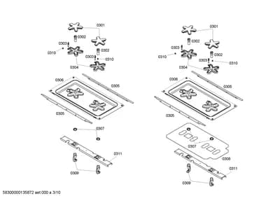 burnercaps rings, ignitionparts (0301-0311)