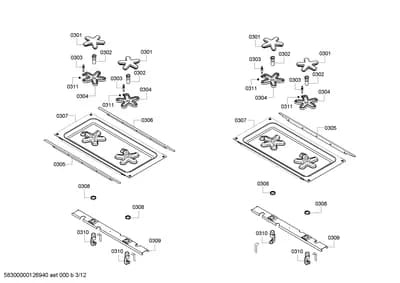 burnercaps rings, ignitionparts (0301-0311)