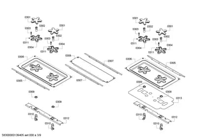 burnercaps rings, ignitionparts (0301-0313)