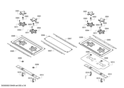 burnercaps rings, ignitionparts (0301-0313)