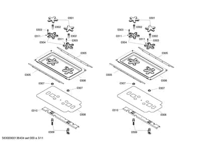 burnercaps rings, ignitionparts (0301-0311)