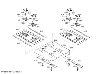 burnercaps rings, ignitionparts (0301-0312)