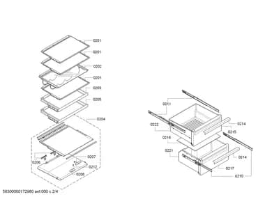 shelves trays, Door & Housing (0201-0216)