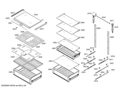 Rails, shelves trays (0301-0330)