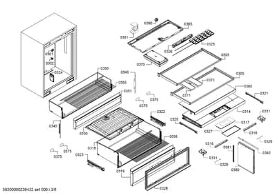 Door & Housing, shelves trays (0302-0374)