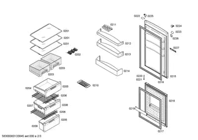 shelves trays, Screws (0206-0227)