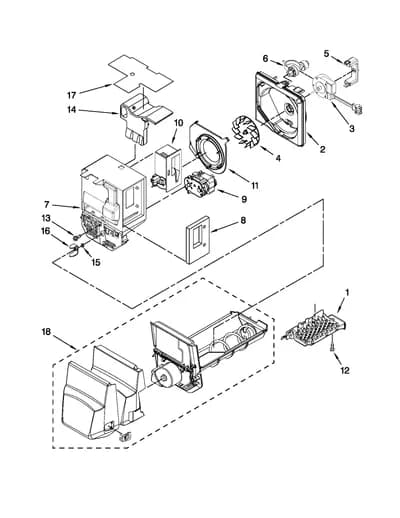 MOTOR AND ICE CONTAINER PARTS