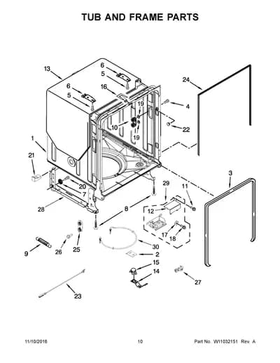 TUB AND FRAME PARTS