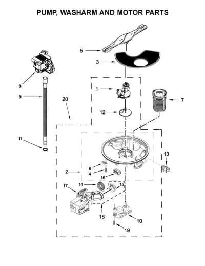 PUMP, WASHARM AND MOTOR PARTS