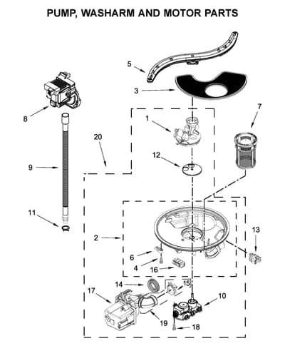 PUMP, WASHARM AND MOTOR PARTS