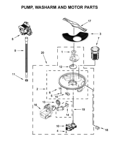 PUMP, WASHARM AND MOTOR PARTS