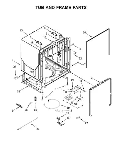 TUB AND FRAME PARTS