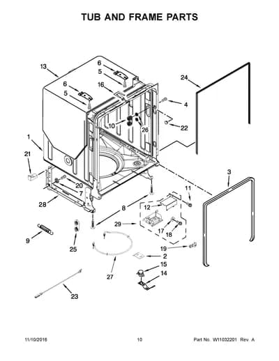 TUB AND FRAME PARTS