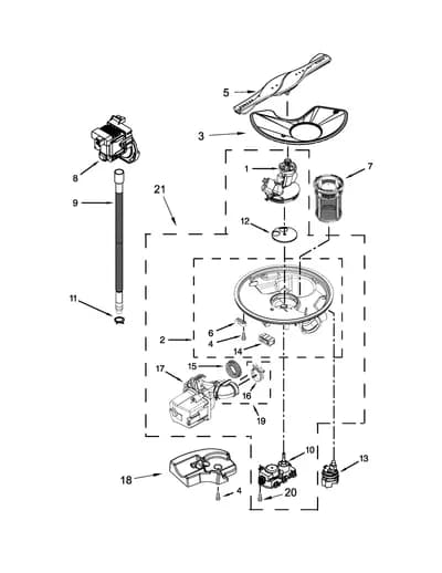 PUMP, WASHARM AND MOTOR PARTS