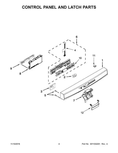 CONTROL PANEL AND LATCH PARTS