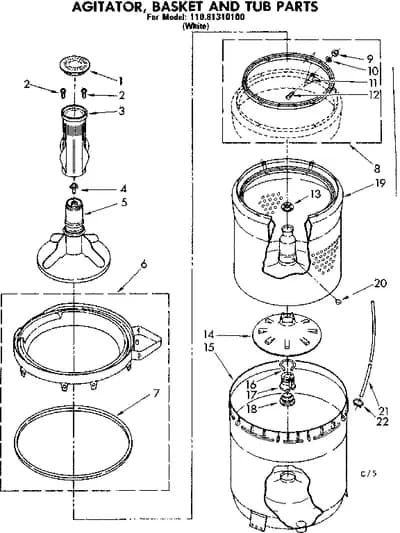 AGITATOR BASKET AND TUB PARTS