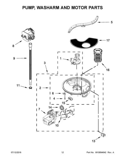 PUMP, WASHARM AND MOTOR PARTS